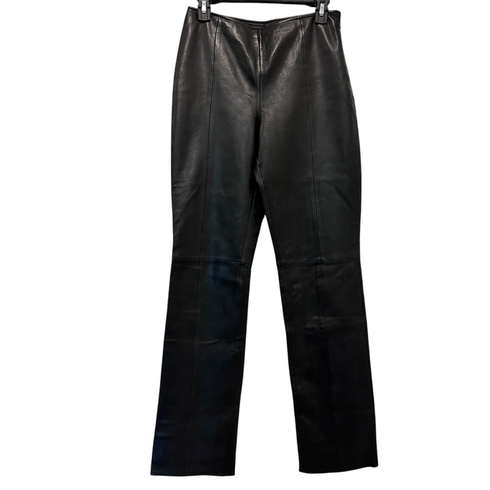 Vintage VAKKO Sport Black Genuine Leather Pants – Fully Lined, Side Zipper SZ 6 - Picture 3 of 8
